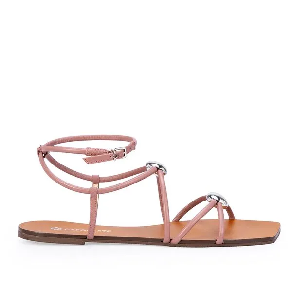 Sandália Rasteira Couro Rosa Malva 37