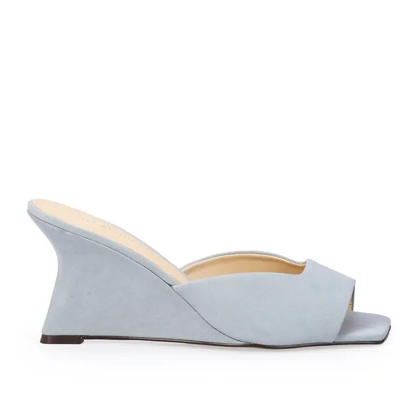 Mule Salto Anabela Couro Nobuck Azul Turmalina Azul 33