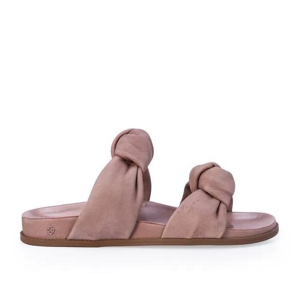 Papete Rose Couro Suede Tiras Nó 37