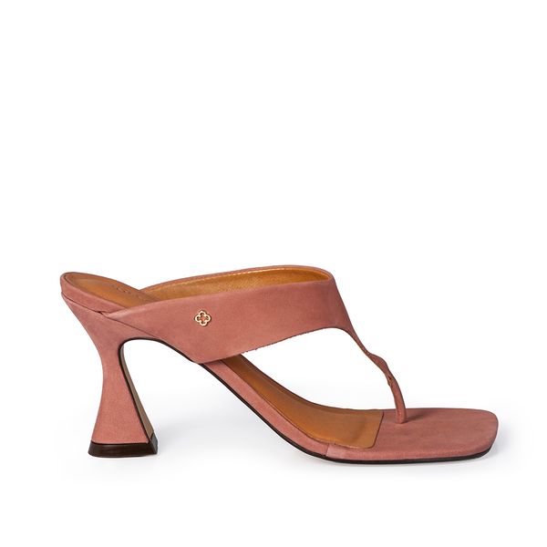 Mule Salto Alto Couro Rosa 40