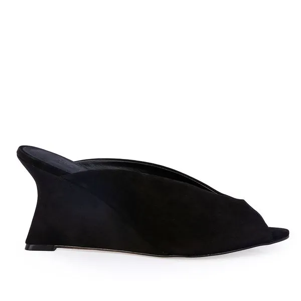 Mule Salto Alto Couro Nobuck Preta 38