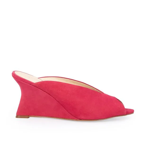 Mule Salto Anabela Couro Nobuck Rosa Magnólia 37
