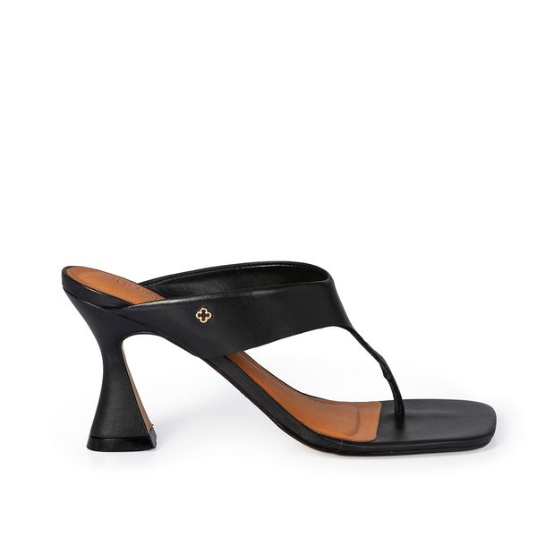 Mule Salto Alto Couro Preto 35