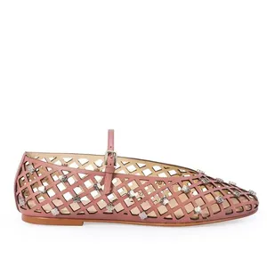 Sapatilha Vazados Couro Rosa Malva 40