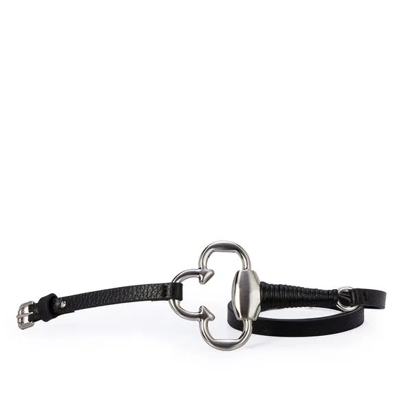 Cinto Fino Preto Couro Detalhes Prateados 90