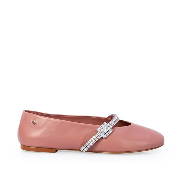 Sapatilha Couro Tira Brilhosa Rosa Malva 39