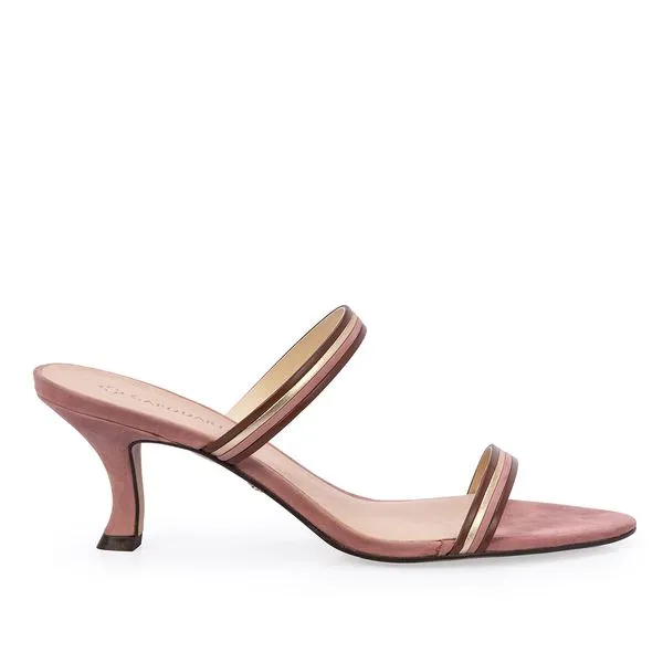 Mule Salto Médio Couro Rosa Malva 33