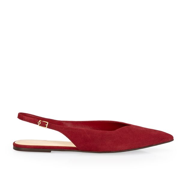 Sapatilha Slingback Couro Suede Vermelha Amarone 39