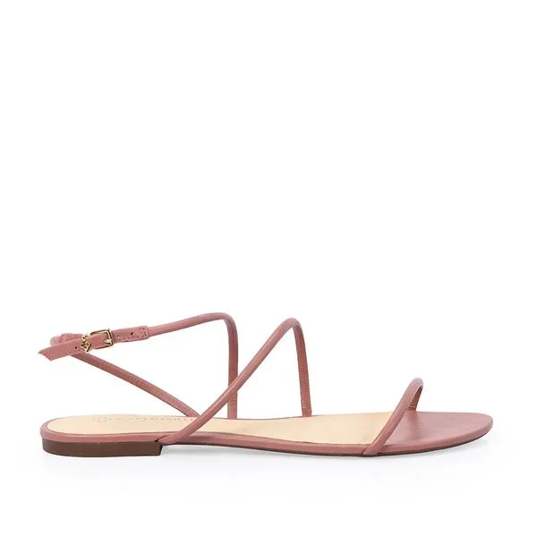 Sandália Rasteira Couro Rosa Malva 38