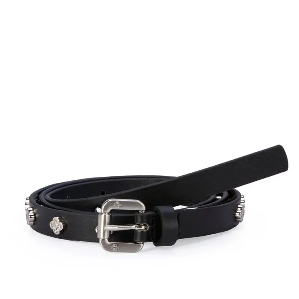Cinto Couro Preto Rebites Feminino Preto 100