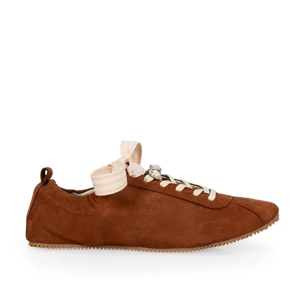 Tênis Ballerina Sneakers Couro Marrom + Lenço 36