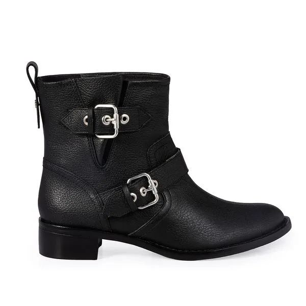 Bota Couro com Fivelas Preta 34