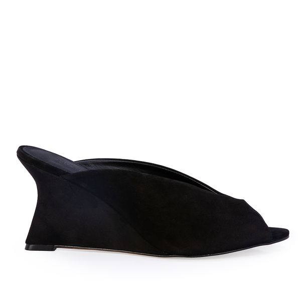 Mule Salto Alto Couro Nobuck Preta 36