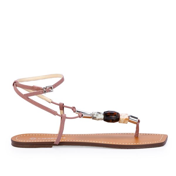 Sandália Rasteira Couro Rosa Malva 40