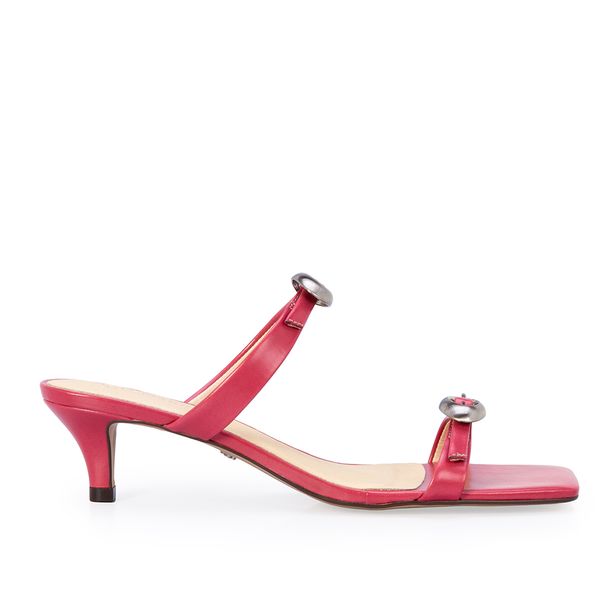 Mule Couro com Fivelas Rosa Magnólia 36