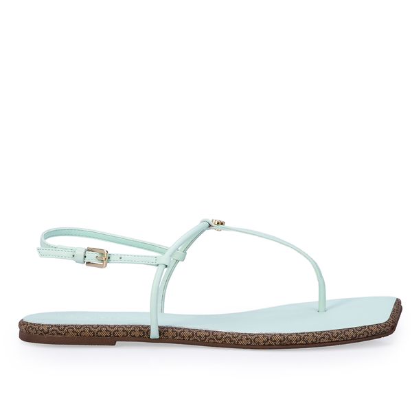 Sandália Rasteira Couro Monograma Verde Matcha 35