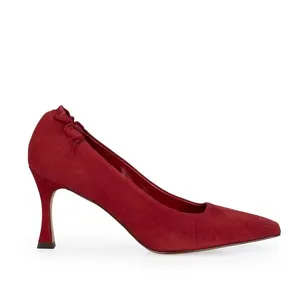 Scarpin Couro Suede Elástico Vermelho Amarone 37