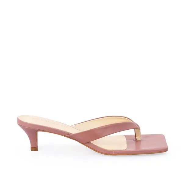 Mule Bico Quadrado Couro Rosa Malva 40