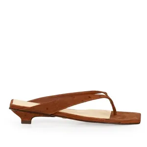 Mule Salto Baixo Couro Nobuck Marrom Mogno 35