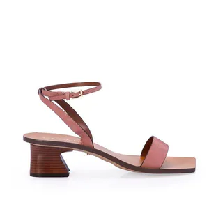 Sandália Salto Baixo Couro Nobuck Rosa Malva 39