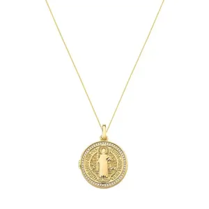 Colar Relicário São Bento banhado em ouro 18k 2,3cm de diâmetro - corrente 45cm + 5cm