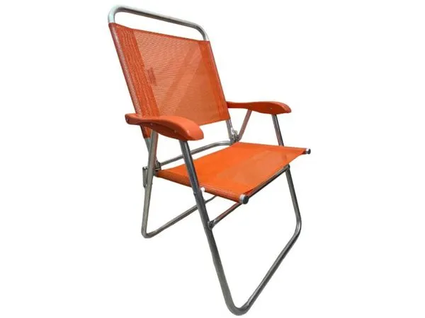 Cadeira De Praia Alta Sanete Encosto Alto Aluminio Ronchetti Cor Laranja