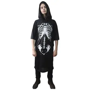 Fantasia Halloween Esqueleto Scary Boy Preta Com Capuz Tamanho M