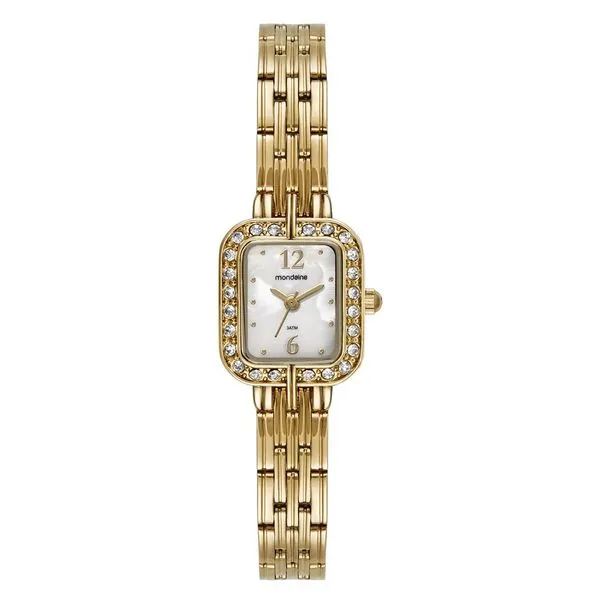 Relogio Mondaine Feminino Ref: 99781lpmvde1 Retangular Dourado