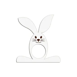 Porta Guardanapo Coelho Com Carinha 9cmx9,8cm Kit 4 Peças - Cria Arte Laser Branco