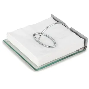 Porta-guardanapo Forma Slim 2719/E em Inox e Vidro - 19 cm