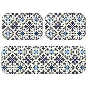 Kit Tapete De Cozinha Premium Ladrilho Blue