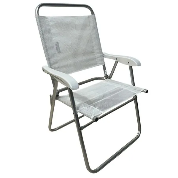 Cadeira De Praia Alta Sanete Encosto Alto Aluminio Ronchetti Cor Branco