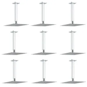 Chuveiro Ducha Teto Kit 9 Uni Inox 20x20 Slim Quadrado Banheiro Piscina Box Area Externa
