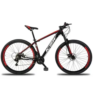 Bicicleta Aro 29 Ksw Xlt 21 Marchas Shimano E Freios A Disco - 17 Preto-vermelho E Branco