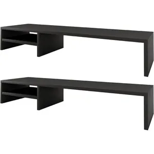 Kit 02 Suportes Para Monitor Stand Home Office Lap 90 Cm L03 Preto - Lyam