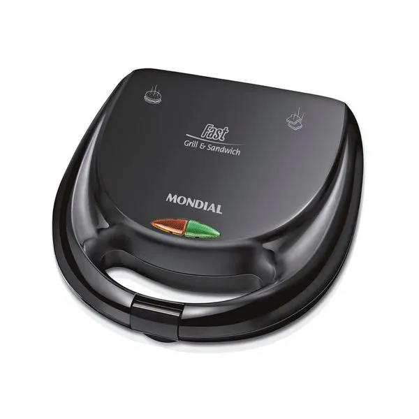 Sanduicheira Mondial 2 em 1 Fast Grill e Sandwich S-12 127v Antiaderente Potência De 750W