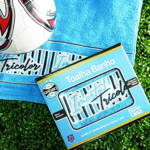 Toalha de Banho KazzaVip Felpuda 90%Algodão Grêmio Caixa de Presente Times 70cmx130m Azul