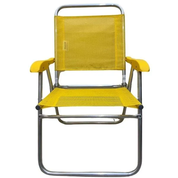 Cadeira De Praia Alta Sanete Encosto Alto Aluminio Ronchetti Amarelo