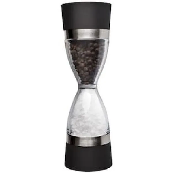 Moedor de Pimenta Dual em Acrílico Euro Home  Preto/Transparente