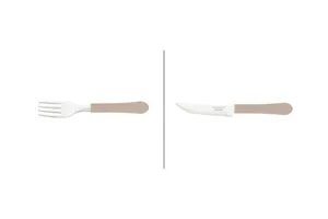 Kit Restaurante 24 Talheres Tramontina 12 Facas + 12 Garfos Cinza
