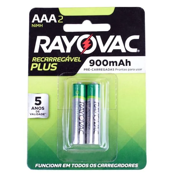 Pilha Recarregável Palito com 2 Plus 900mAh Rayovac SPL724