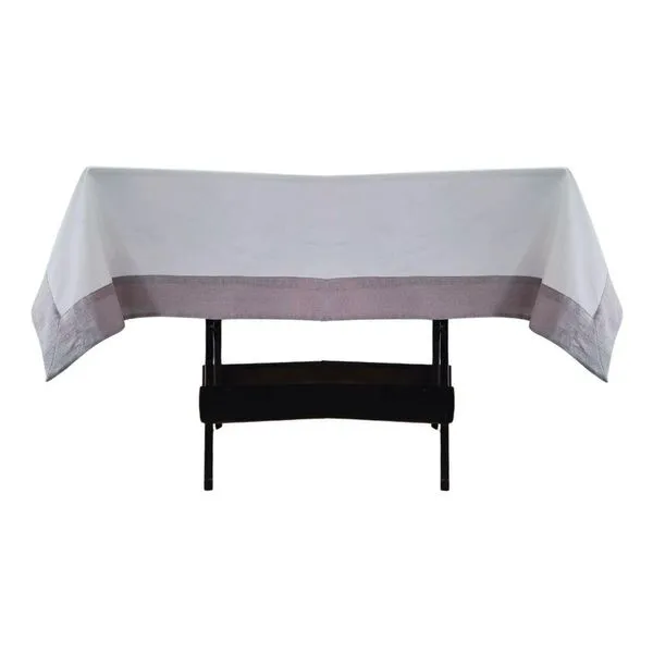 Toalha Mesa Gabardine Borda Linho 1,45x2,90 8 Lugares Branco