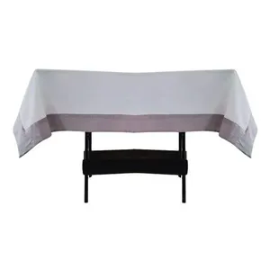 Toalha Mesa Gabardine Borda Linho 1,45x2,90 8 Lugares Branco