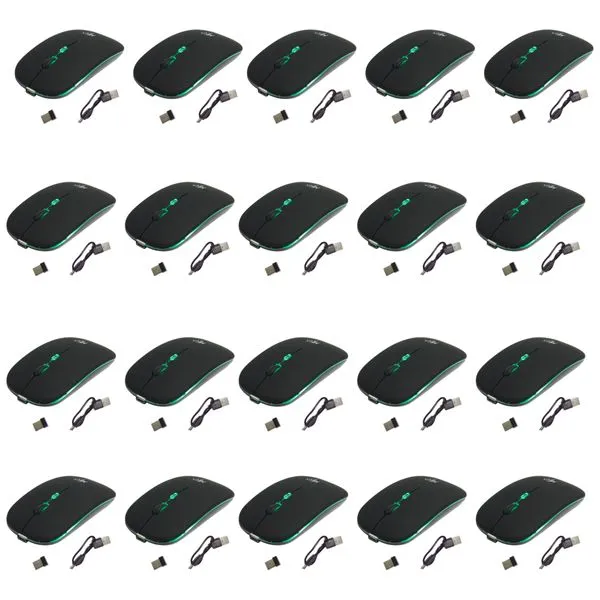 Kit 25 Mouses Sem Fio Recarregável Mega M185 com Led DPI Ajustável