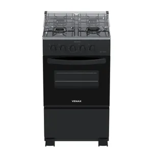 Fogao 4 Bocas Venax da Vinci Mesa Inox GIIi Bl Preto Fosco Glp