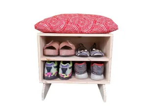 Sapateira madeira Puff mandala red