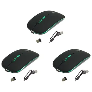 Kit 3 Mouses Sem Fio Recarregável Mega M185 com Led DPI Ajustável