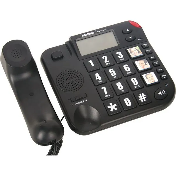 Telefone com Identificador Viva Voz Teclas Grandes Tok Fácil ID Intelbras - Preto