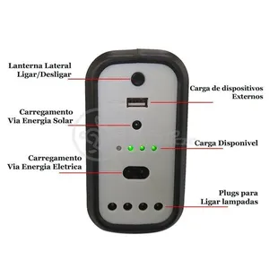 Kit Lanterna Placa Solar Carregador Portatil Emergência