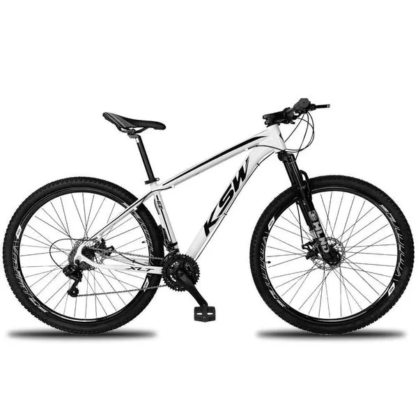 Bicicleta Aro 29 Ksw Xlt 21 Marchas Shimano E Freios A Disco Quadro 21" Branco-preto